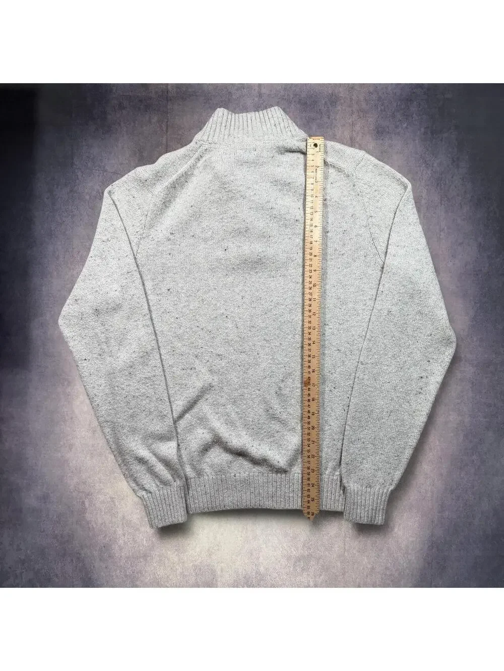Izod Gray Speckled Knit button up Sweater